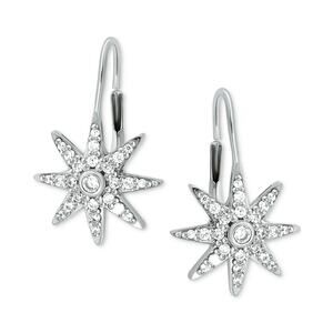 Giani Bernini CZ Sterling Silver Starburst Leverback Earrings *Tarnish NEW